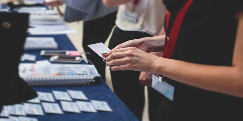 Main convention entrance hall registration banners