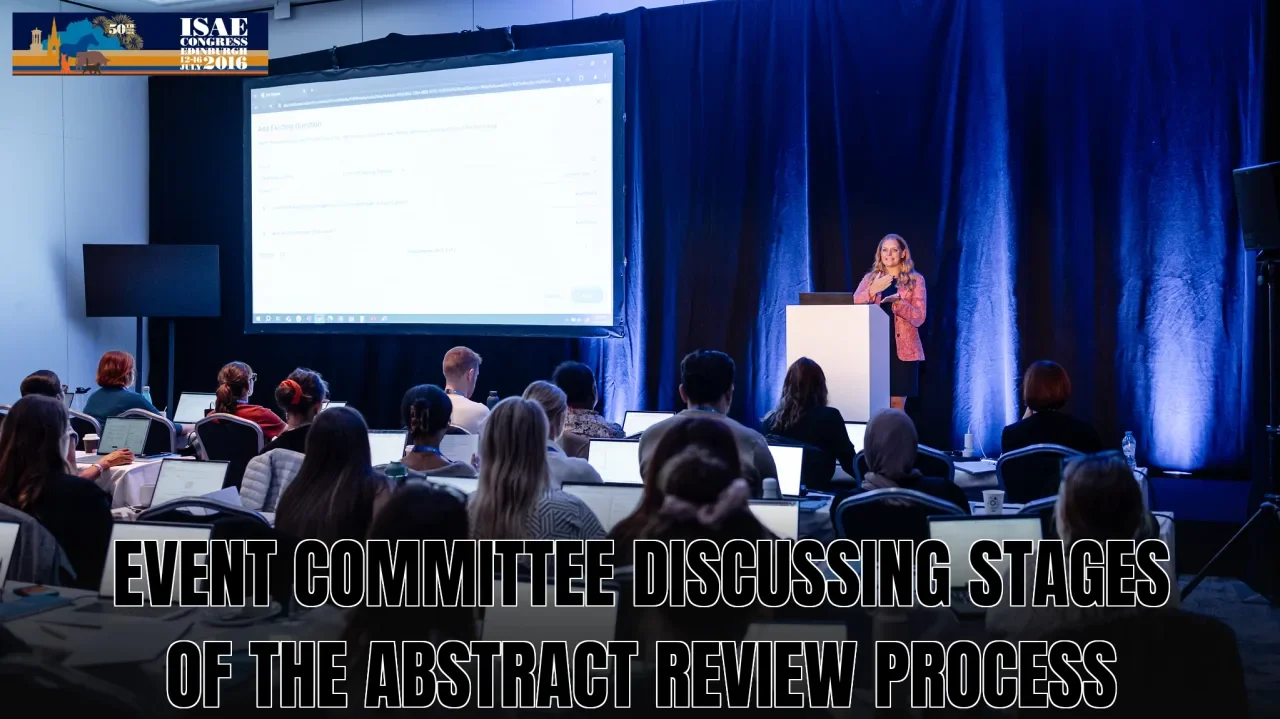 Event committee discussing stages of the abstract review process