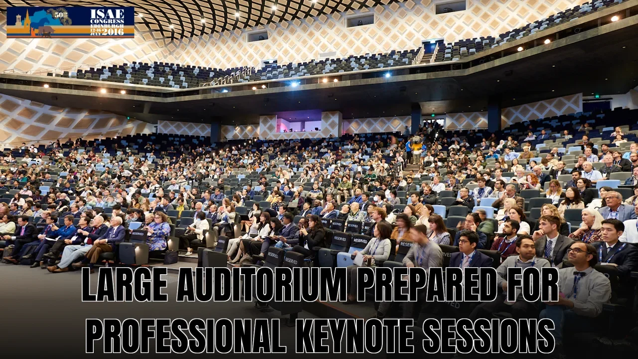 Large auditorium prepared for professional keynote sessions