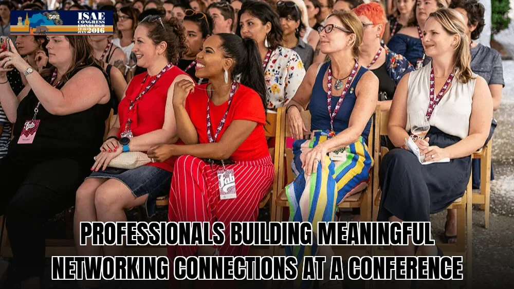 Professionals building meaningful networking connections at a conference